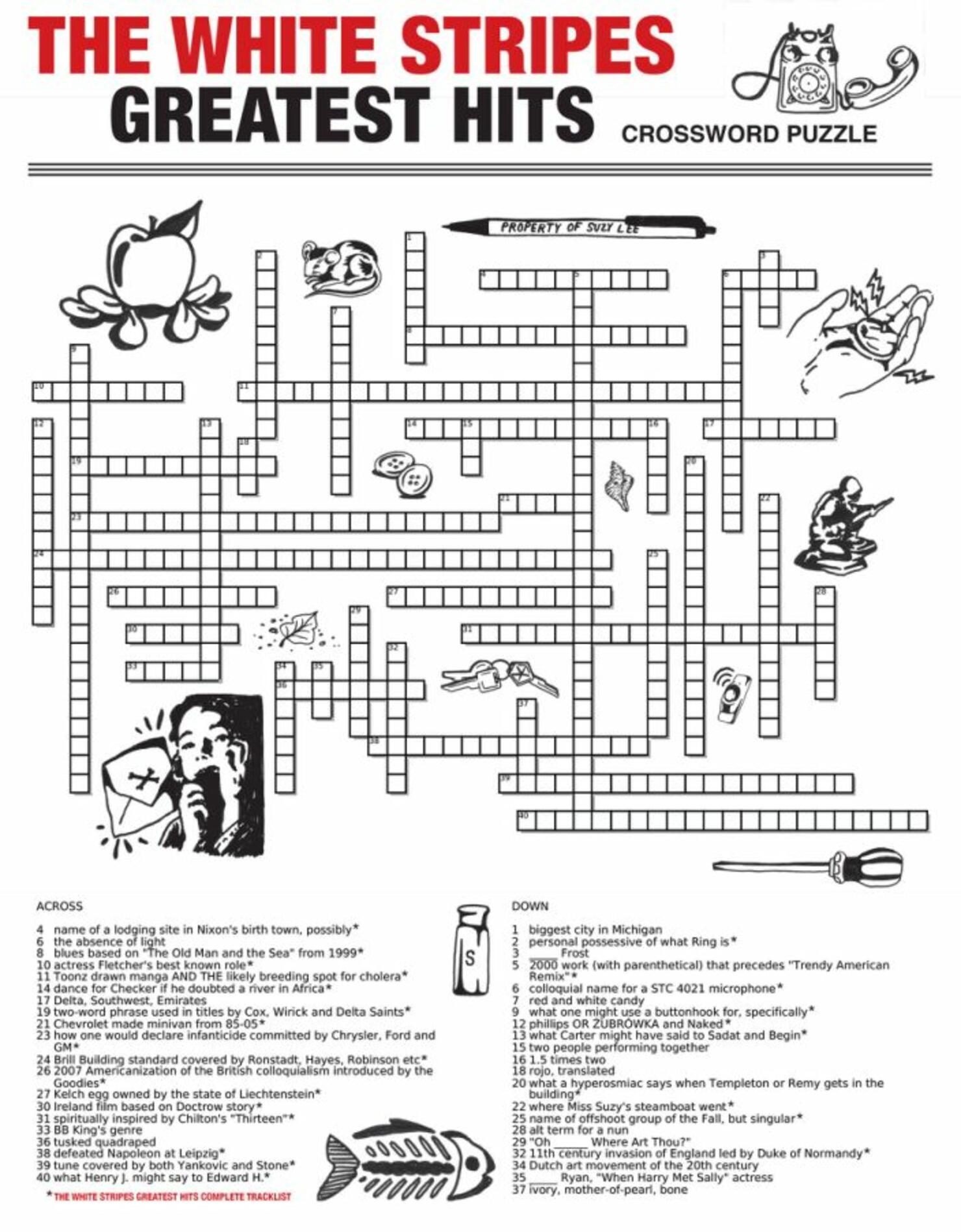 White Stripes Tease #39 Greatest Hits #39 Tracklist With Crossword Puzzle