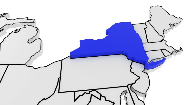 New York state highlighted on map