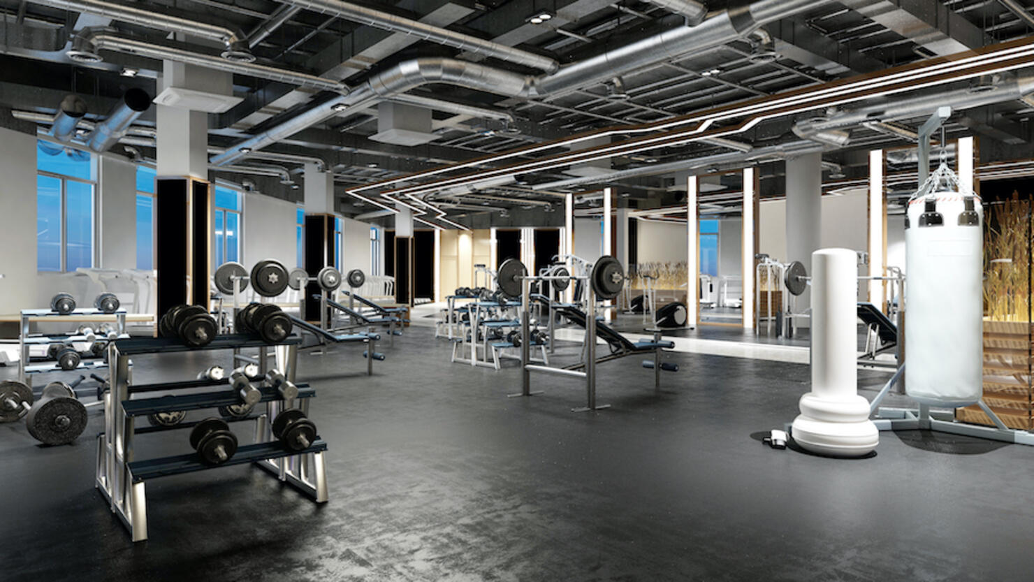 3d render fitness gym saloon