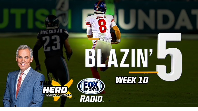 Blazing 5: Colin Cowherd Gives His 5 Best NFL Picks For Week 10 (Nov. 15)
