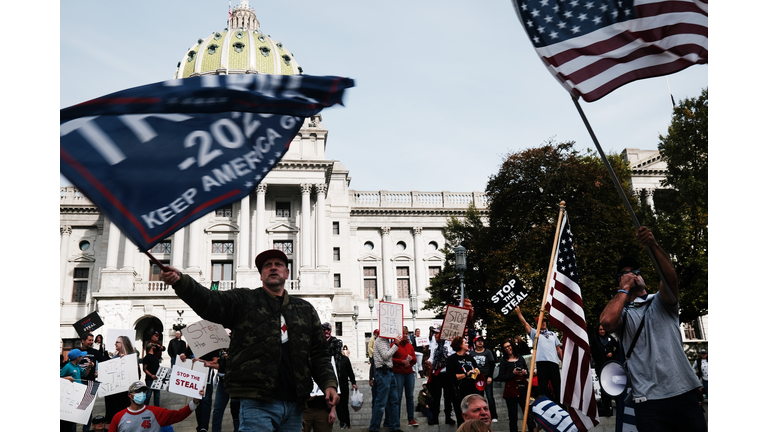 Trump Supporters Hold "Stop The Steal" Protest At Pennsylvania State Capitol