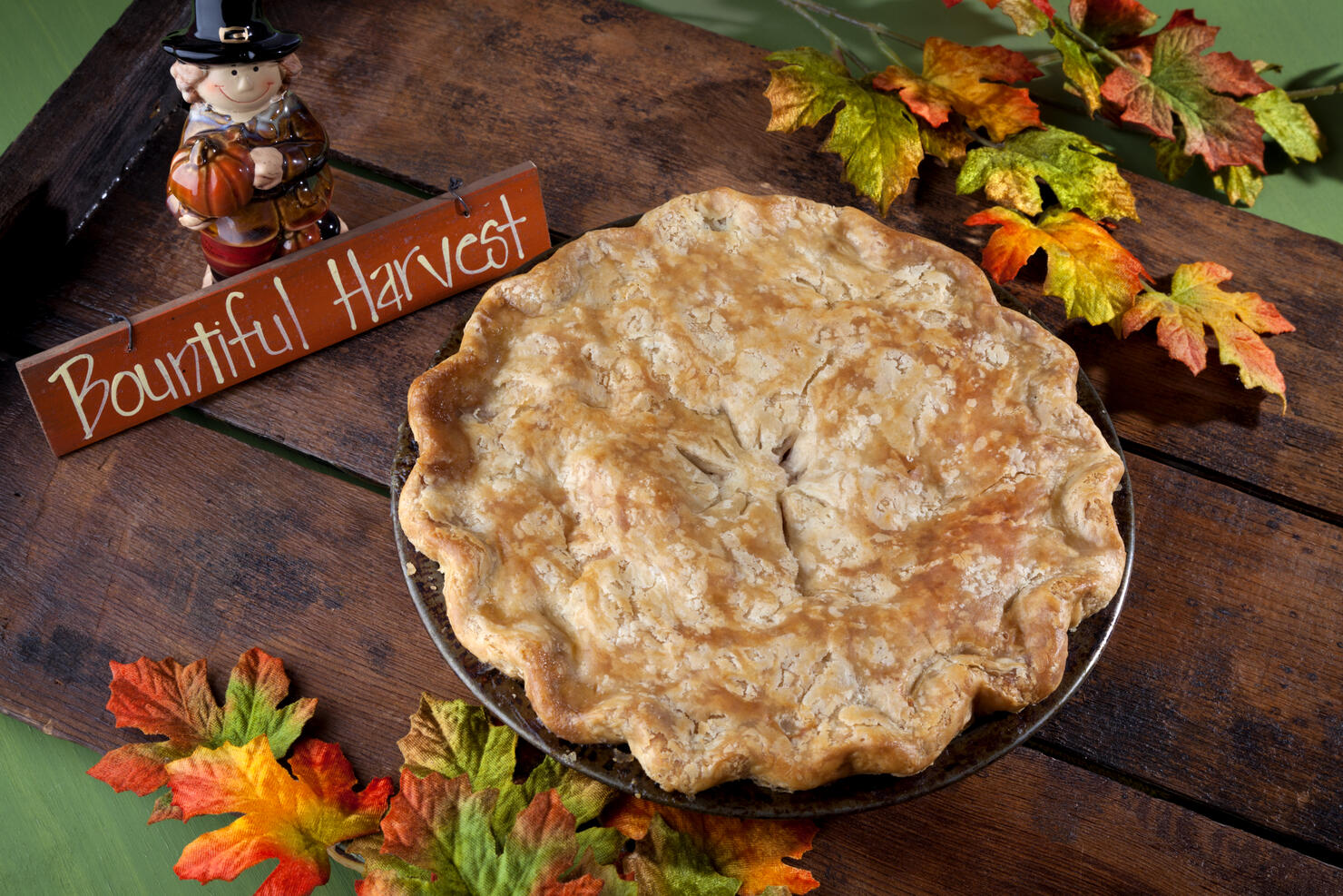 Apple Pie Dessert for Thanksgiving, Autumn Harvest Food Background