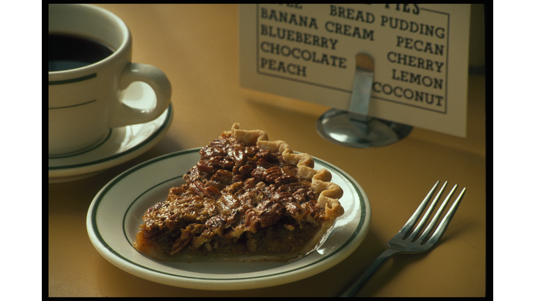 Piece of Pecan Pie with Coffee