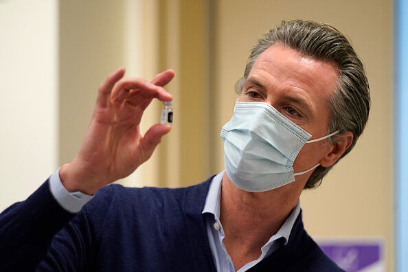 California Gov. Gavin Newsom Visits Los Angeles Hospital As They Administer First Vaccines