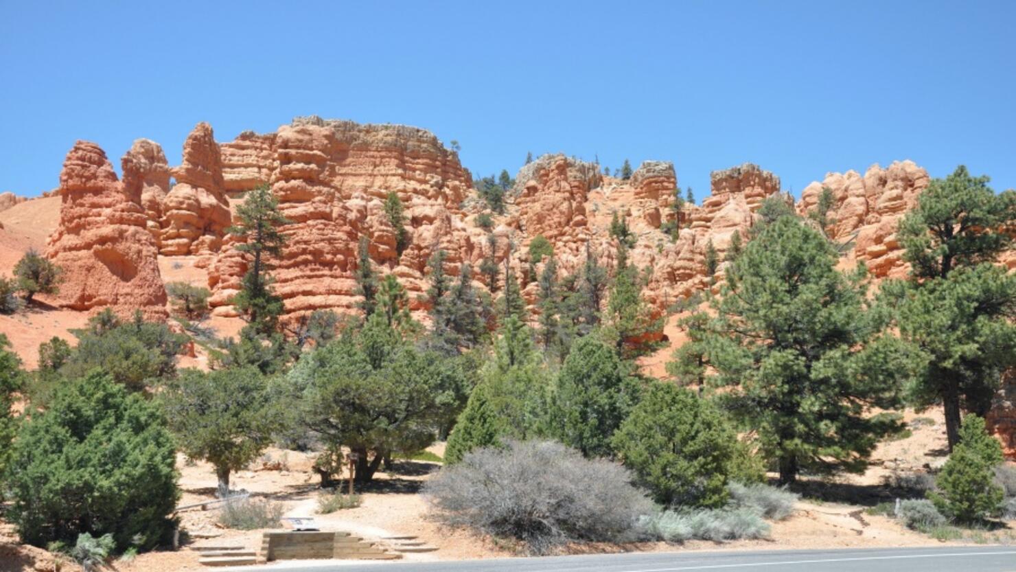 Rock Formations At Dixie National Forest Against Clear Sky