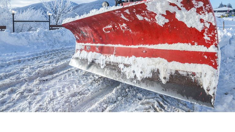 Closeup of snow plough paddle