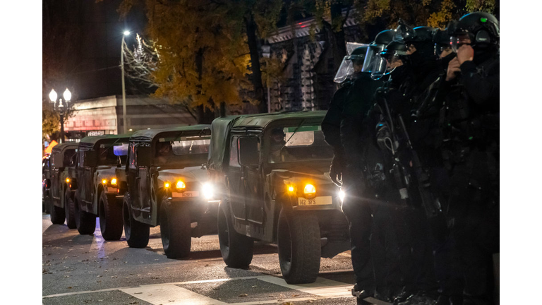 Protesters Hold "Defend Democracy" March In Portland