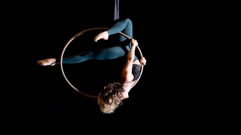 Aerial dancing beauty