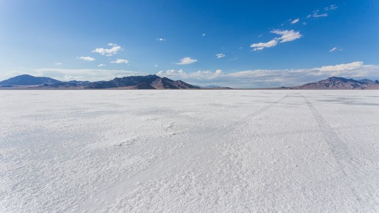 Tire tracks on Bonneville Salt Flats