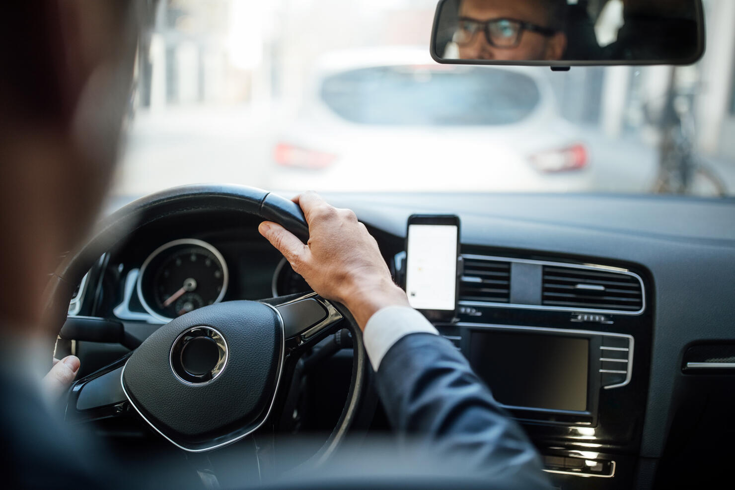 Businessman driving the car