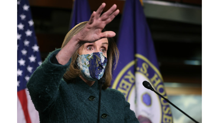 Speaker Pelosi Holds Weekly News Conference On Capitol Hill