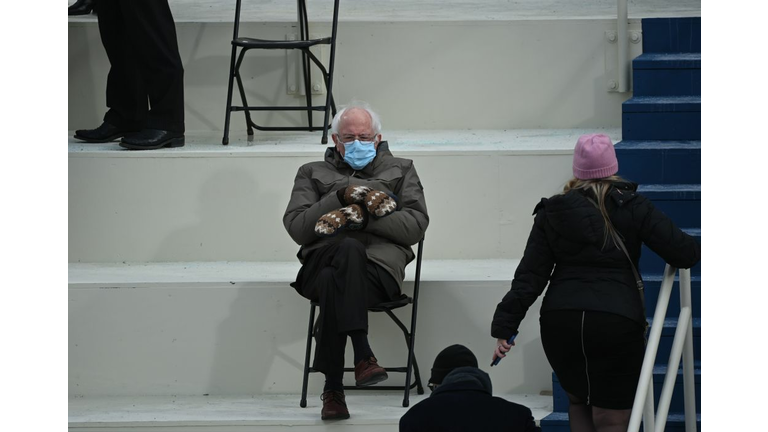 Bernie Sanders in a chair at Presidential Inauguration