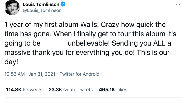 Louis Tomlinson: Celebrating a year of Walls! 