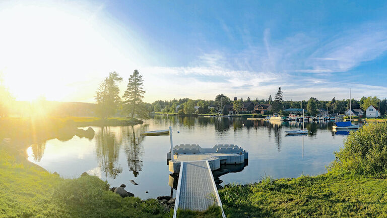 Summer near the town docks in Rangeley, Maine USA