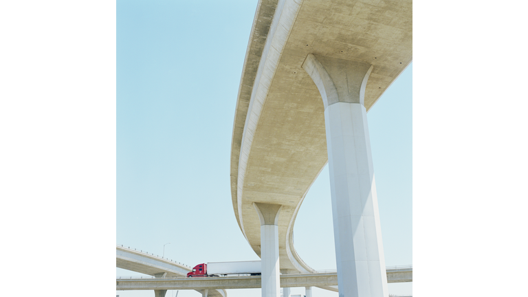 Truck on freeway overpass