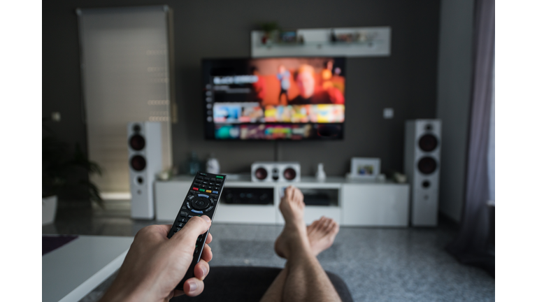 Remote Control with Television in living room