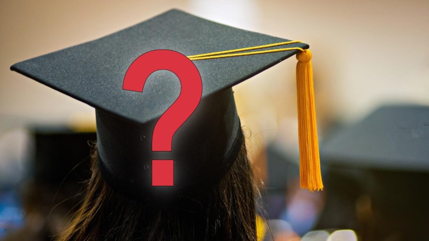 Rear View Of Woman Wearing Mortarboard