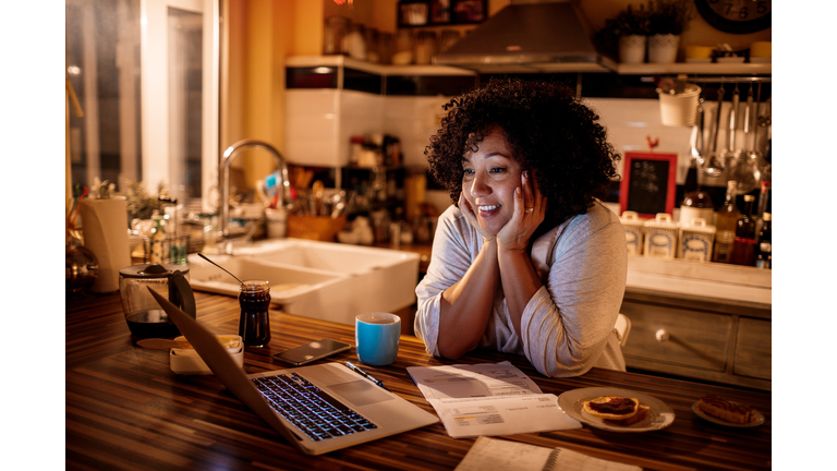 Mature woman using her laptop