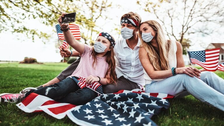 family take a selfie during the us holiday