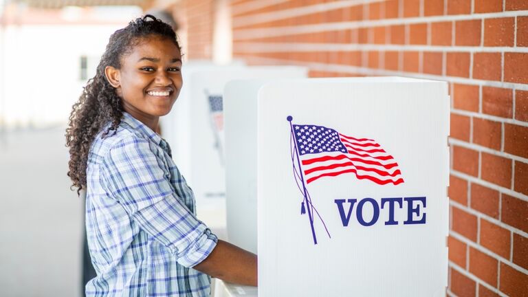 Beautiful Young Black Girl Voting