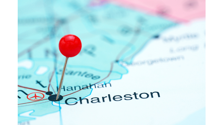 Charleston pinned on a map of USA