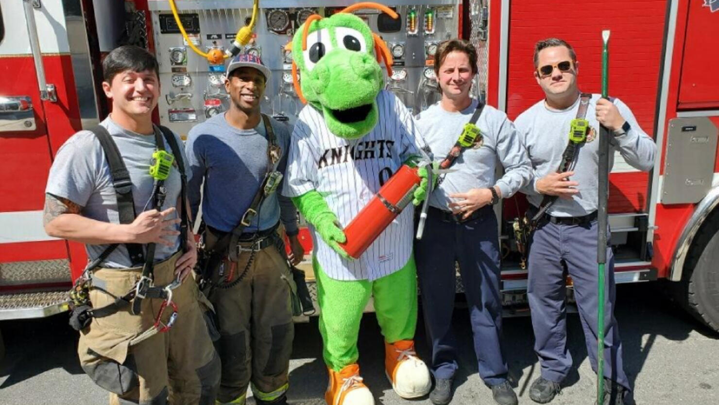 Homer The Firefighter? Charlotte Knights Mascot Douses Fire Outside Truist