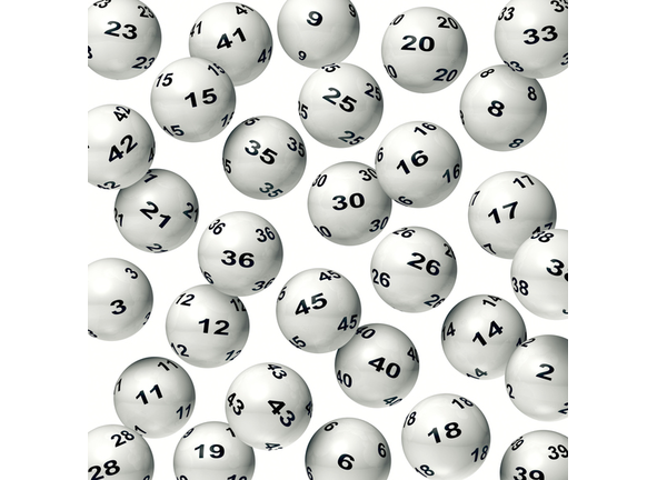 Falling Lottery Balls on White Background