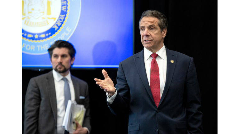 SUNY Chancellor Jim Malatras (L) and Governor Andrew Cuomo (Photo by Stefani Reynolds/Getty Images)