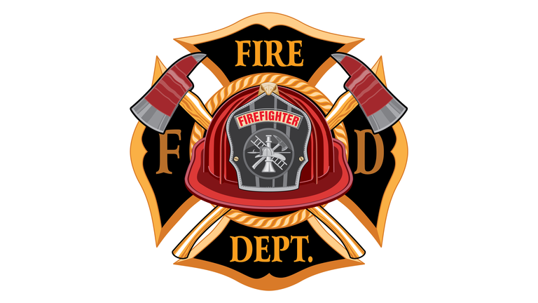 Fire Department Cross Vintage with Red Helmet and Axes