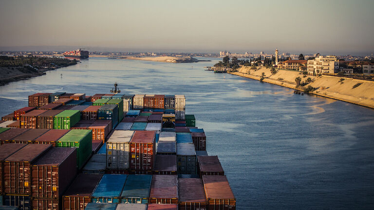 Container Ship Passing Through The Suez Canal