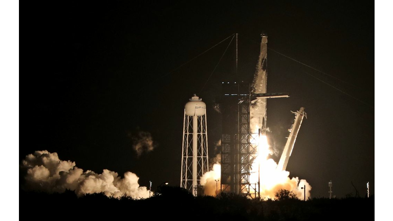 A SpaceX Falcon 9 rocket lifts off from launch complex 39A at the Kennedy Space Center in Florida on November 15, 2020.