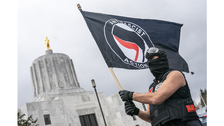 Far-Right Groups Gather At Oregon State Capitol In Salem