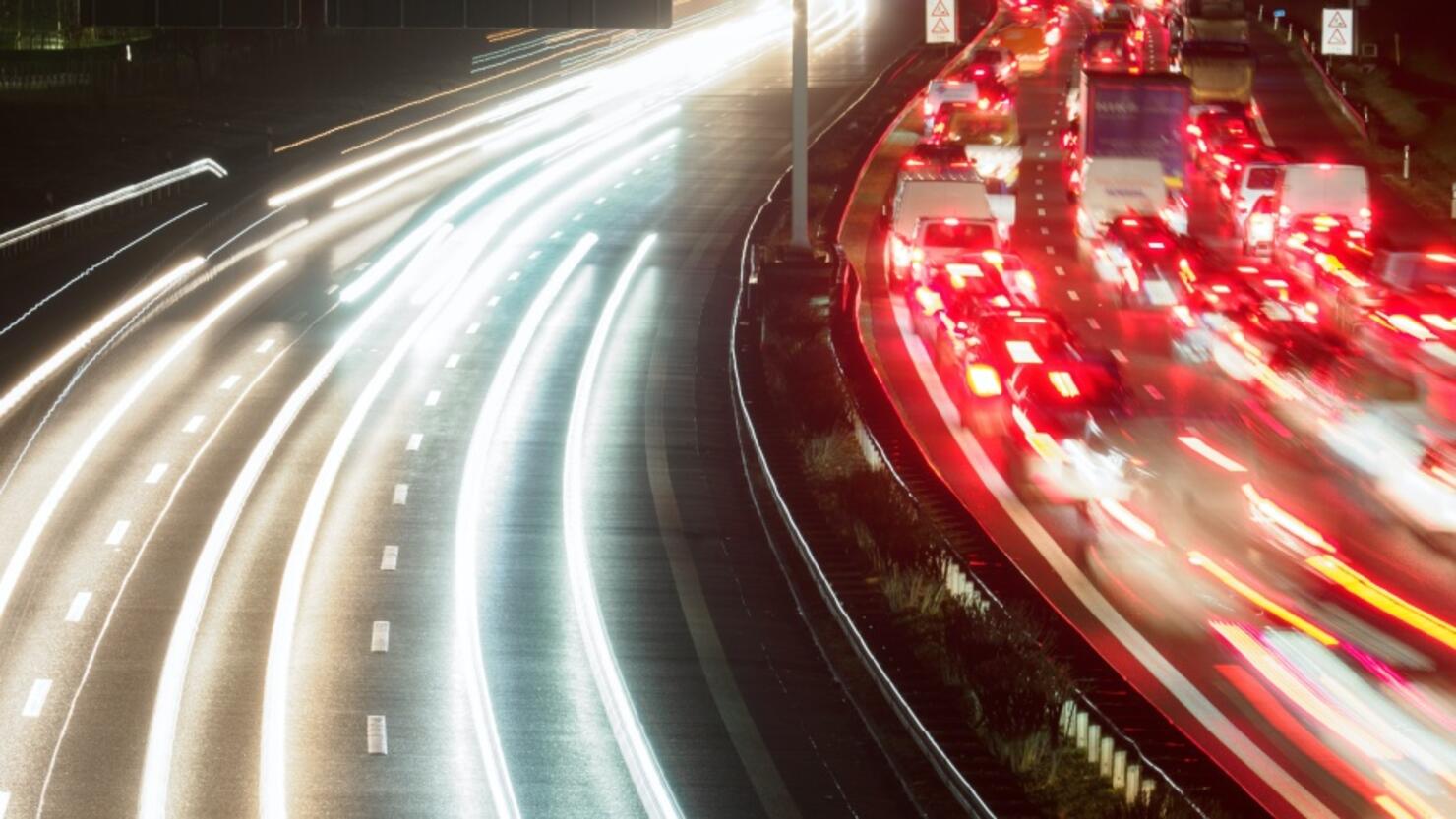 Motorway - traffic jam after accident