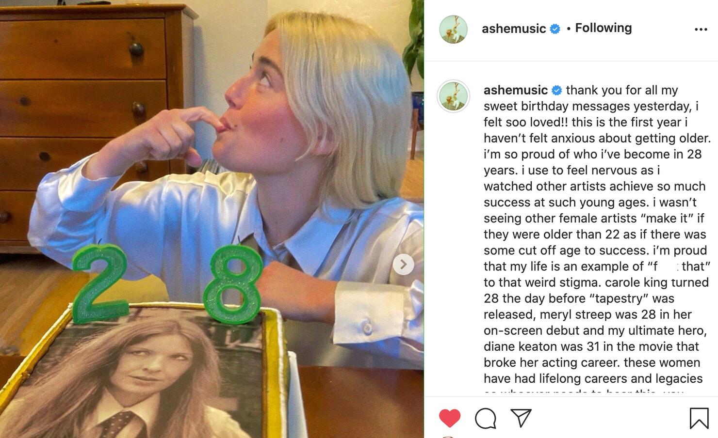 Ashe Opens Up About Her Anxieties Around Aging In Birthday Post | iHeart