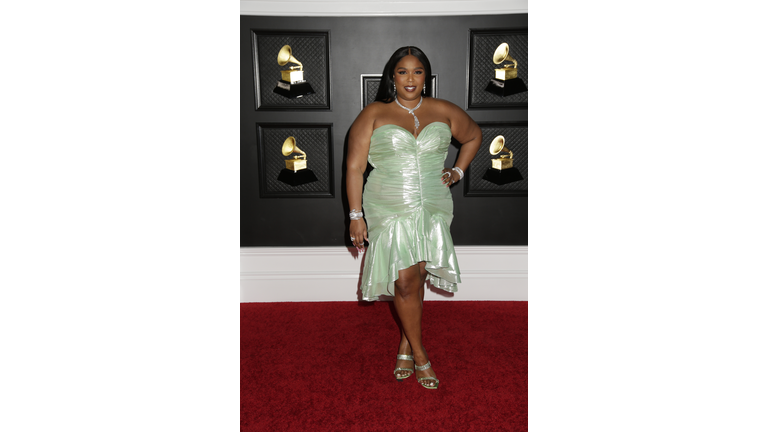 Lizzo Pink Ruched Red Carpet Shiny Dress Grammys 2021 - Xdressy