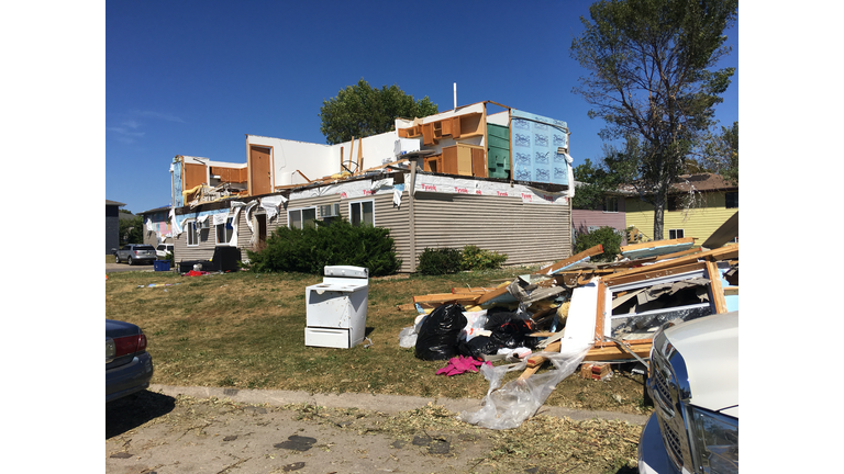 Cedar Rapids Apartment Destroyed in 141 mile an hour wind storm photo by Wendy Wilde iHeartMedia