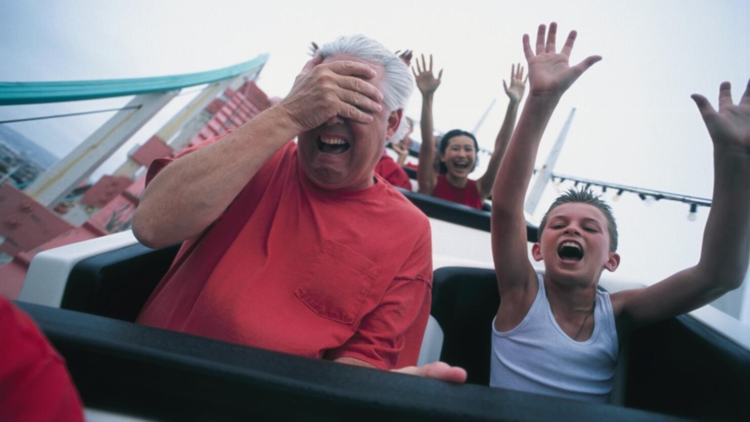 Man with Son on Rollercoaster