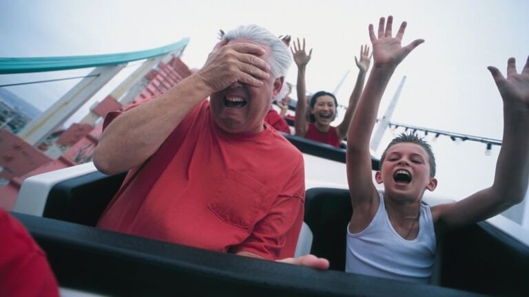 Man with Son on Rollercoaster