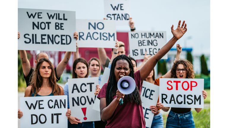 GETTY IMAGES: People on strike against racism