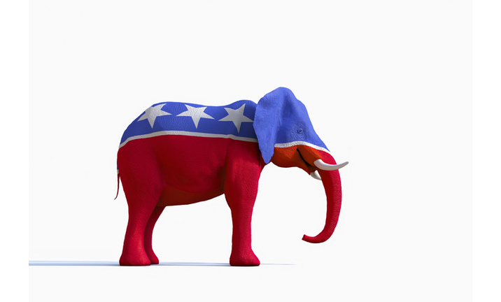 GETTY IMAGES: Elephant statue painted red, white and blue