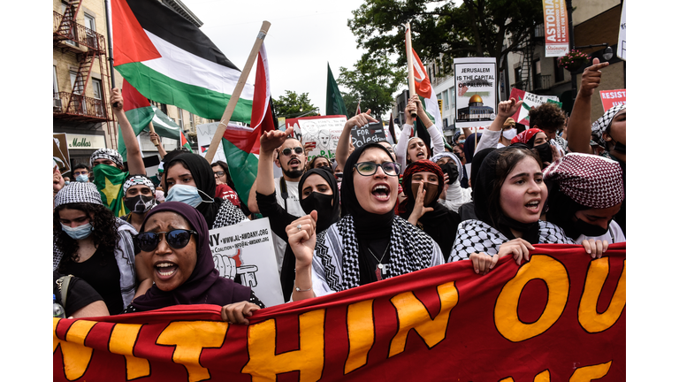 Pro-Palestine Rally Held In Queens Borough Of New York City