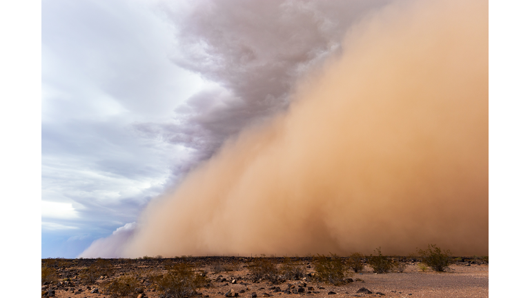 A Dense Haboob Dust Storm Moves Across The Desert Near Phoenix, Arizona.