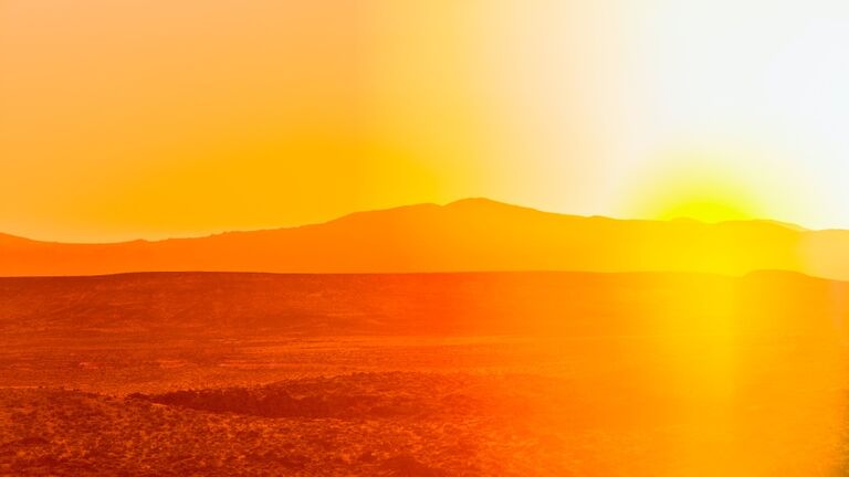 Sunset over desert landscape