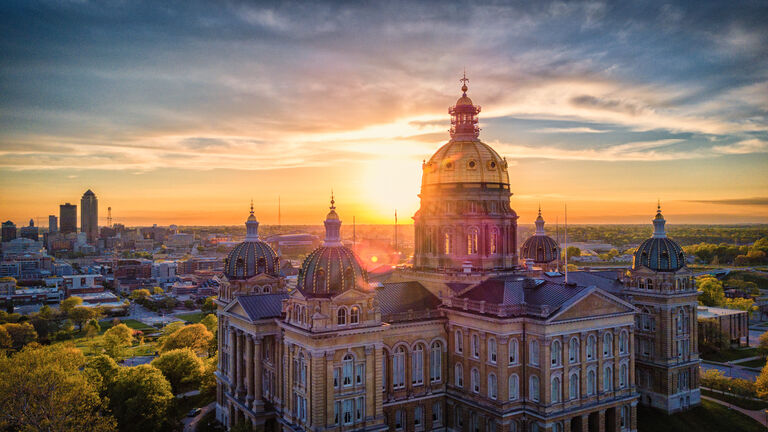 Aerial Photo Of Downtown Des Moines From State Capitol Building