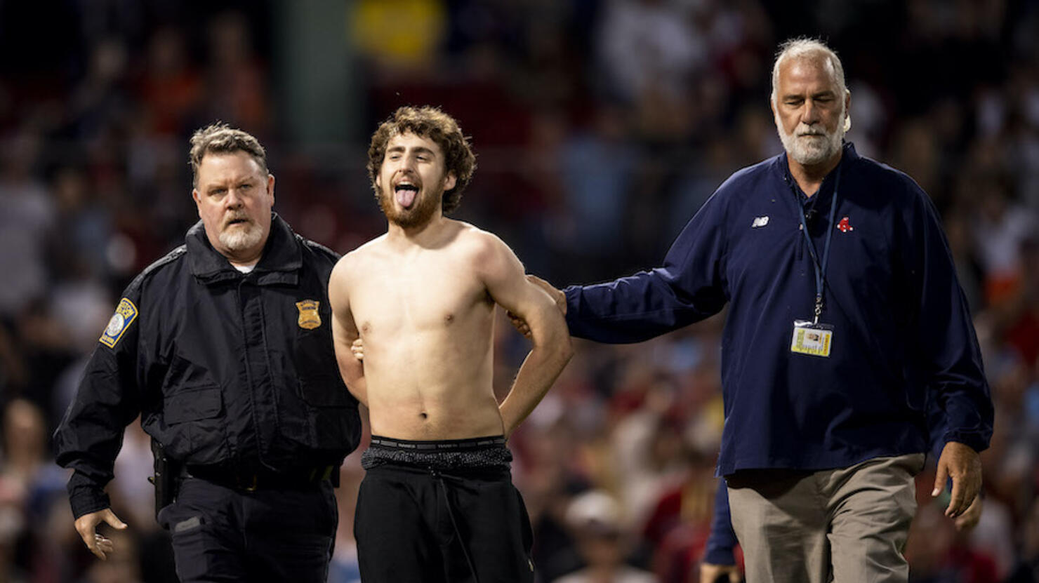 Shirtless Red Sox Fans Go Nuts During Fenway Park Rain Delay