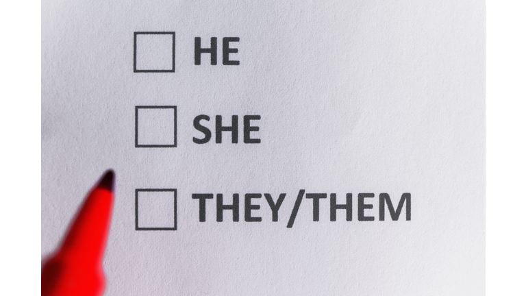 Pen marking on personal pronoun and non binary gender checklist