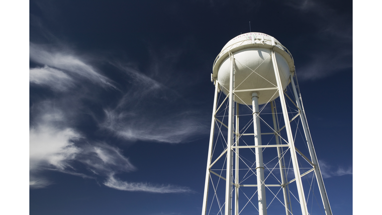 Town water tower, low angle view