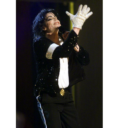 Michael Jackson sports a white glove during his fi