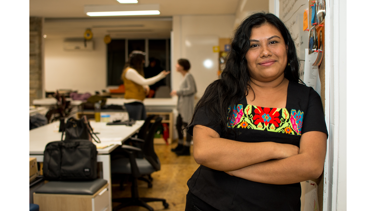 Young indigenous woman in the office.