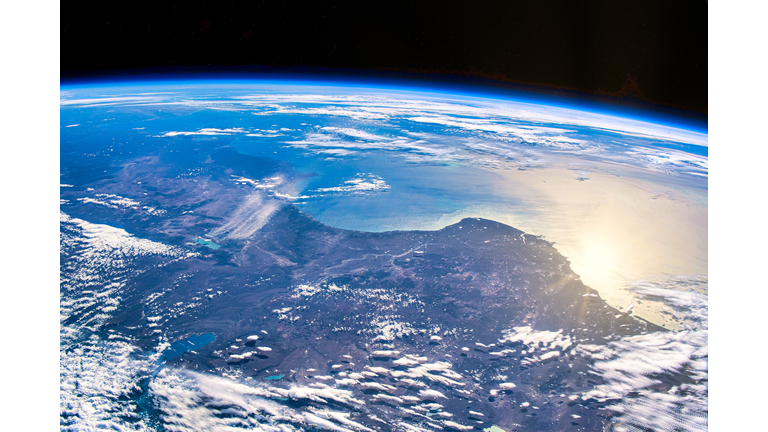 Sunlight reflection over Chile, ISS point of view